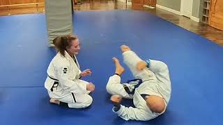 Gracie Jiu Jitsu coed sparring Leannes Welcome Roll with Peter [upl. by Rawdon]