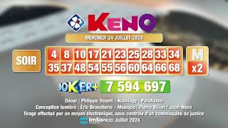 Tirage du soir Keno® du 24 juillet 2024  Résultat officiel  FDJ [upl. by Ennayk118]