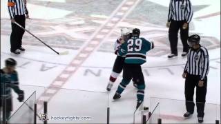 Matt Corrente vs Ryane Clowe Oct 27 2010 [upl. by Anayt]