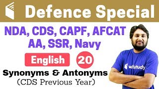 700 PM  CDS Crash Course  Defence English by Harsh Sir  Day20  Synonyms amp Antonyms [upl. by Ellehcil]