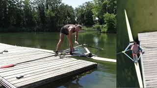 Rowing boarding technique in a single scull Aviron technique dembarquement en skiff [upl. by Nyltiak]