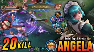 20 Kills Angela with Marksman Build 100 Deadly  Build Top 1 Global Angela  MLBB [upl. by Sewel]