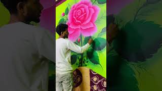 Rose 🌹 3D wall painting  wall design wallartdecoration wallart wallart subscribe sahilart [upl. by Mikahs]