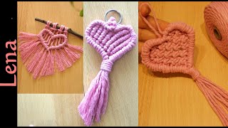 𝗠𝗮𝗰𝗿𝗮𝗺𝗲 with 𝗟𝗲𝗻𝗮 💗 3x Makramee Herzen zum Valentinstag 💗 macrame heart keychain for Valentines Day [upl. by Asiluj]