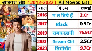 Aakash Shrestha Hit And Flop All Movie List 20162023 All Films Name amp Verdict BikashOfficial [upl. by Enailil616]