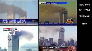 9112001  WABC WNBC WNYW CNN  Naudet [upl. by Ariday]