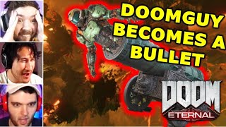 GAMERS REACT To DOOMGUY SHOOTING HIMSELF OUT OF A CANNON  DOOM Eternal Reaction [upl. by Retsevel]