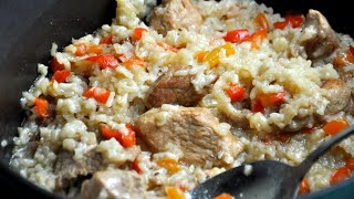 Pilaf de orez cu carne de porc reteta simpla satioasa si plina de gust [upl. by Shelley]