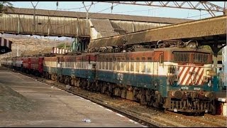 INDIAN RAILWAYS WAG7 Banker locomotives line up on stabling line for uphill duty at Kasara [upl. by Sall]