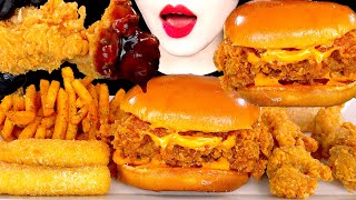 ASMR POPEYES SPICY CHICKEN BURGER FRIED CHICKEN CHEESE STICKS 파파이스 치킨버거 치즈스틱 먹방 MUKBANG EATING SOUND [upl. by Petromilli640]