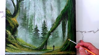 Giant Tree and a Man Acrylic Landscape Painting Step by Step Techniques [upl. by Pepin741]