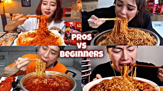 Pros vs Beginners eating spicy noodles [upl. by Bainter]