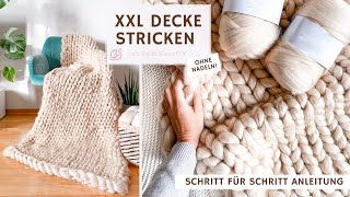 XXL Decke stricken ohne Nadeln für Anfänger  Fingerstricken  Armstricken [upl. by Lehcnom]