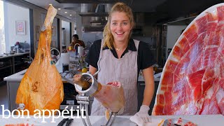 Pro Chef Learns How to Carve a 1500 Leg of Ham  Bon Appétit [upl. by Tootsie]