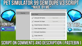 Pet Simulator 99 New OP💎Gem Dupe V3💎Script Made By MeWorking All Executor New Update 2024 Pastebin [upl. by Ahsaela794]