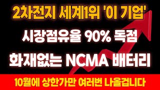 상한가🔥화재없는 NCMA 배터리 개발 성공 이 기업 앞으로 2차전지 시장점유율 90 독보적 세계1위 도전재 기업 됩니다 포스코홀딩스 에코프로 금양 [upl. by Jar]