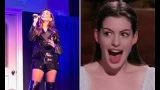 Anne Hathaway belts out Queens Somebody To Love at Broadways Kamala Harris rally [upl. by Nomolos]