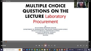 MULTIPLE CHOICE QUESTIONS ON THE LECTURE Laboratory Procurement [upl. by Alisha355]