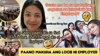 Questions and Best Answers for Employers Interview  Isang interview palang selected kaagad  Japan [upl. by Odraude]