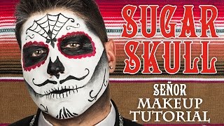 Male Sugar Skull Makeup Tutorial  WHCdoesSFX [upl. by Wandy430]