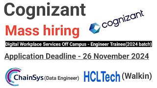 Cognizant mass hiring  HCLTechChainswalkin drive  Direct walkin drive for freshers  Dont miss [upl. by Erida]