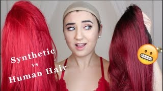 Human Hair Wig vs Synthetic Wig Review My First Time Wearing A Human Hair Wig [upl. by Ynehpets]