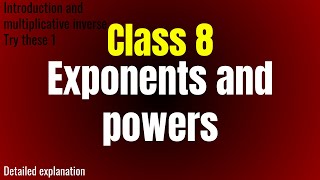 exponents and powers class 8 part 1 [upl. by Lawrence44]