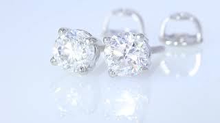 1995 133CTW Round Brilliant Earth Mined Diamonds Set in Platinum Screw Back Stud Earrings LCRings [upl. by Yalahs781]