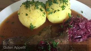 012  Bayrischer Sauerbraten mit Knödel und Blaukraut 🇩🇪 [upl. by Rebmit760]