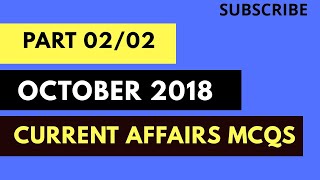 Current Affairs MCQs October 2018  Part 22  Important for PSC Food SI Rail Banking Exams [upl. by Ladew]