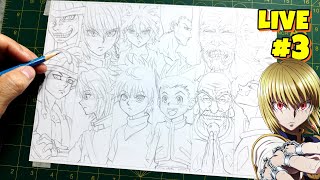 🔴 LIVE  DESENHANDO MEU TOP 6 HUNTER X HUNTER 3 Gon Killua Kurapika Netero Meruem Hisoka [upl. by Nnaycart]