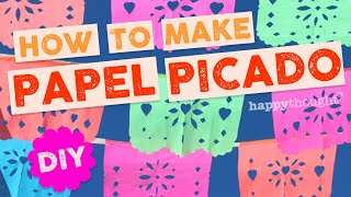 How to make your own DIY papel picado Parties or fiestas at home Printable template • Happythought [upl. by Towny]