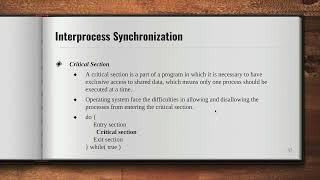 17 Interprocess Synchronisation and Critical Section problem [upl. by Lati942]