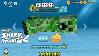 Hungry Shark Evolutionexe NEW UNLOCKED CREEPER DE MINECRAFT IS DAMNED AND THIS HAPPENS [upl. by Rainie]