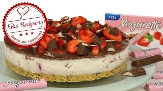 YoguretteErdbeerTorte  Yogurettentorte  Erdbeertorte  Sommertorte  No Bake  Evas Backparty [upl. by Heppman]