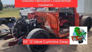 C10 12 valve cummins swap Tinworks Fabrication crossmember installation [upl. by Todhunter]