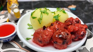 How to Make Beef Meatballs with Tomato Sauce and Mashed Potatoes  Miniature Beef Meatballs Recipe [upl. by Massimo]