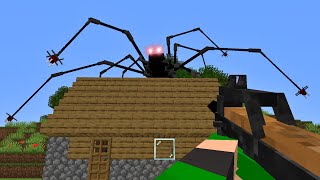 ARANHA ROBÔ GIGANTE VS CASA 100 SEGURA NO MINECRAFT [upl. by Atinihs491]