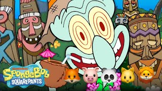 Squidward’s Tiki Land  SpongeBob SquarePants Animoji Karaoke [upl. by Ellahcim]