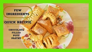 Chocolate filled puff pastry Quick and easy recipieمزیدار چاکلیٹ پیٹیز [upl. by Zachary]