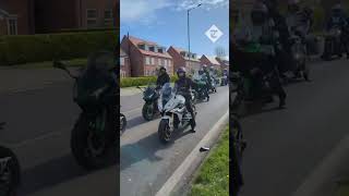 Convoy of motorcyclists ride in tribute to Hairy Bikers star Dave Myers [upl. by Ashien254]