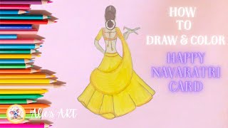 How To Draw Girl Playing Garba 🌺 Navaratri🎨Drawing For Beginners  Easy Drawing art drawing garba [upl. by Ewen]