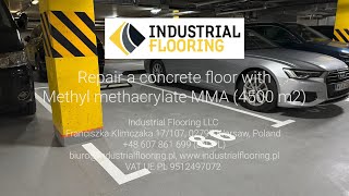 Repair a concrete floor with Methyl methacrylate MMA 4500 m2  Industrial Flooring LLC [upl. by Neelie]