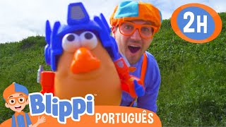 Blippi Visita uma Fazenda com o Senhor Batata  2 HORAS DO BLIPPI  Vídeos Educativos em Português [upl. by Elletnuahc24]