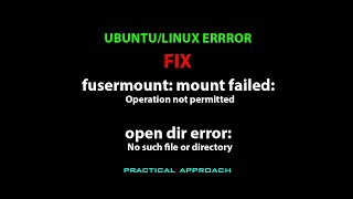 LINUX ERROR FIX fusermount mount failed Operation not permitted [upl. by Ruel166]