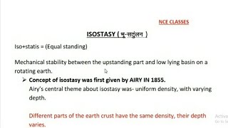 Isostasy  Physical geography BA 1st sem  NCE CLASSES [upl. by Mehetabel]