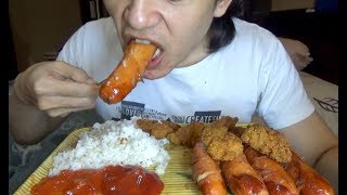 ASMR Eating Sound  Lets Eat Fried Sausage amp Chicken Karaage [upl. by Emarie]