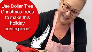 Make a beautiful Christmas centerpiece from Dollar Tree Christmas Trees [upl. by Newra]