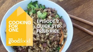 Cooking for one  Quick stirfried rice recipe [upl. by Anigue]