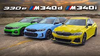 Wer ist schneller BMW M340d vs M340i vs 330e [upl. by Ecnerual186]